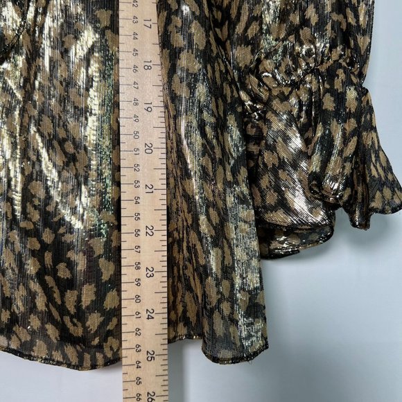 NWT alice + olivia SILK Blend‎ Leopard Print V neck Ruffle Trim Blouse SMALL - Picture 5 of 15